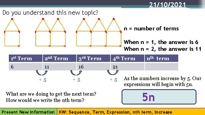 21/10/2021 Do you understand this new topic? n = number of terms When n