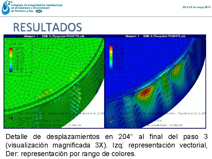 RESULTADOS Detalle de desplazamientos en 204° al final del paso 3 (visualización magnificada 3 RESULTADOS Detalle de desplazamientos en 204° al final del paso 3 (visualización magnificada 3
