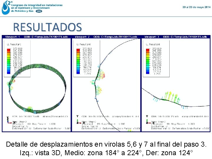 RESULTADOS Detalle de desplazamientos en virolas 5, 6 y 7 al final del paso RESULTADOS Detalle de desplazamientos en virolas 5, 6 y 7 al final del paso
