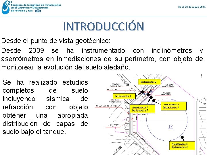 INTRODUCCIÓN Desde el punto de vista geotécnico: Desde 2009 se ha instrumentado con inclinómetros INTRODUCCIÓN Desde el punto de vista geotécnico: Desde 2009 se ha instrumentado con inclinómetros