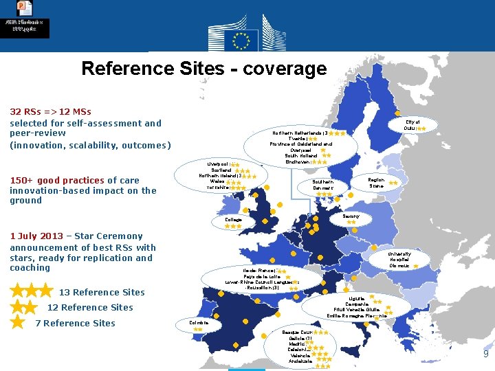 Reference Sites - coverage Horizon 2020 - societal challenge 1 32 RSs =>12 MSs