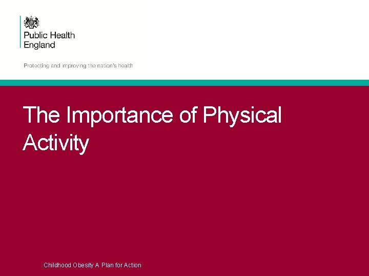 The Importance of Physical Activity Childhood Obesity A Plan for Action 