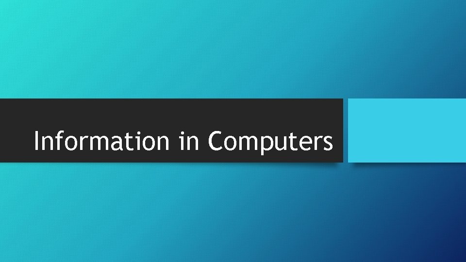 Information in Computers 