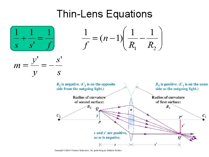 Thin-Lens Equations Thin-Lens Equations