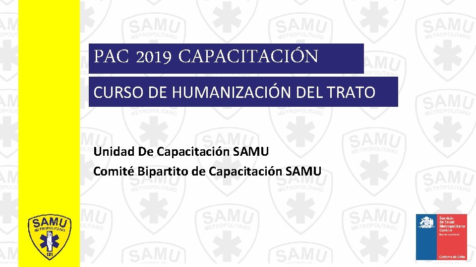 PAC 2019 CAPACITACIÓN CURSO DE HUMANIZACIÓN DEL TRATO Unidad De Capacitación SAMU Comité Bipartito