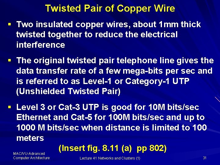 Twisted Pair of Copper Wire § Two insulated copper wires, about 1 mm thick