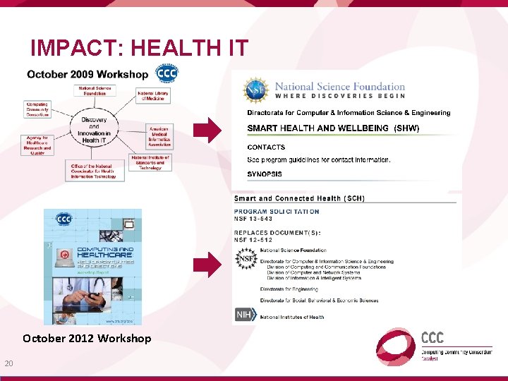 IMPACT: HEALTH IT October 2012 Workshop 20 