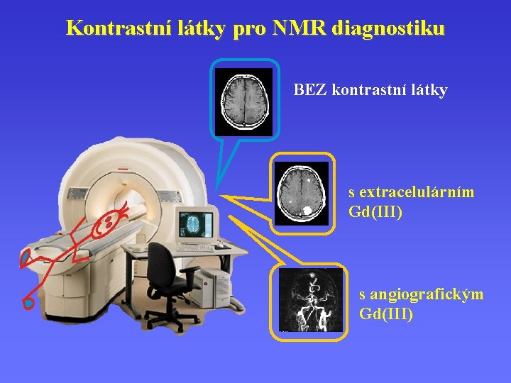 Kontrastní látky pro NMR diagnostiku BEZ kontrastní látky s extracelulárním Gd(III) s angiografickým Gd(III)