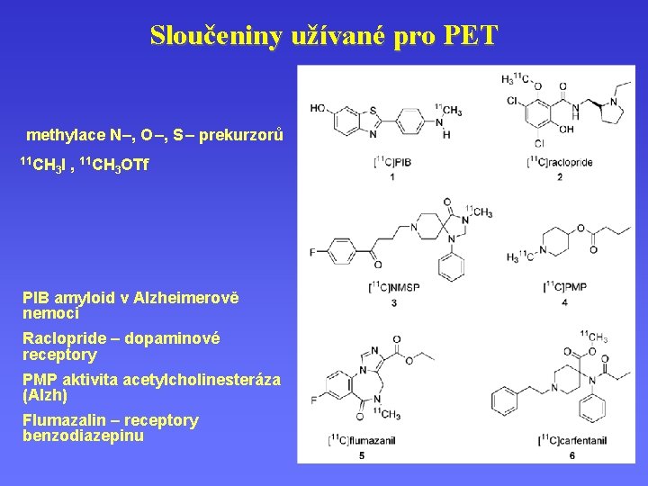 Sloučeniny užívané pro PET methylace N –, O –, S – prekurzorů 11 CH