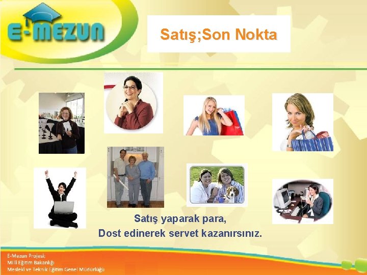 Satış; Son Nokta Faal 2. 7 100 Genç Girişimcilik Eğitimi 1. MODÜL Girişimcilik Bana