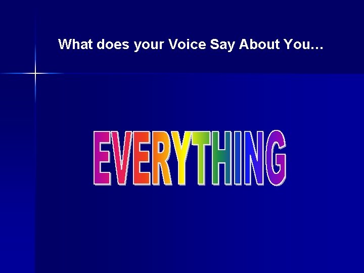 What does your Voice Say About You… What does your Voice Say About You…