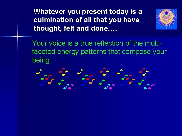 Whatever you present today is a culmination of all that you have thought, felt Whatever you present today is a culmination of all that you have thought, felt
