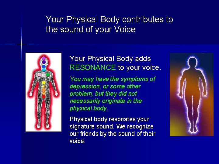 Your Physical Body contributes to the sound of your Voice Your Physical Body adds Your Physical Body contributes to the sound of your Voice Your Physical Body adds