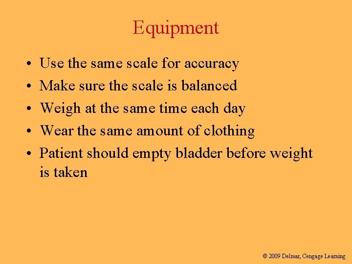 Equipment • • • Use the same scale for accuracy Make sure the scale