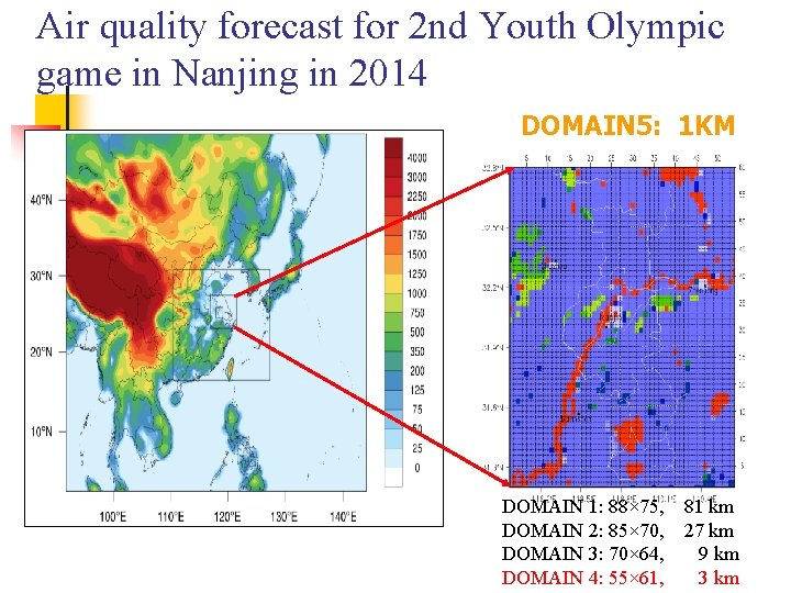 Air quality forecast for 2 nd Youth Olympic game in Nanjing in 2014 DOMAIN