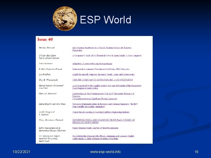 ESP World 10/22/2021 www. esp-world. info 16 