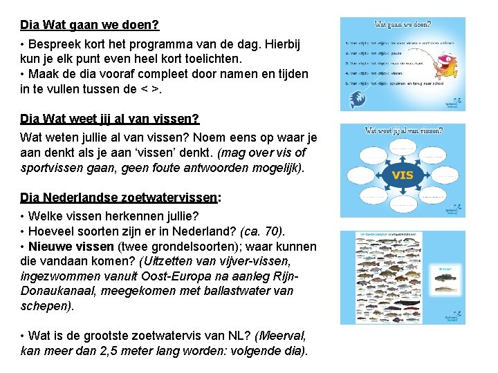 Dia Wat gaan we doen? • Bespreek kort het programma van de dag. Hierbij