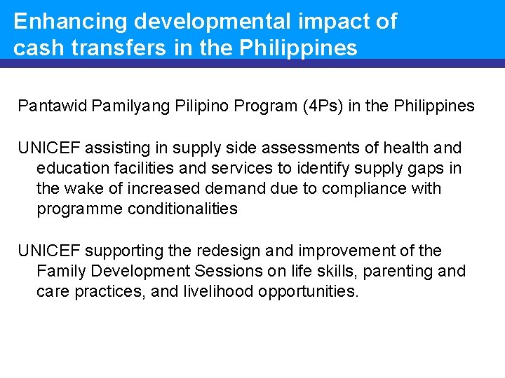 Enhancing developmental impact of cash transfers in the Philippines Pantawid Pamilyang Pilipino Program (4
