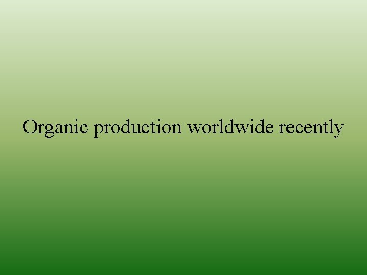 Organic production worldwide recently 