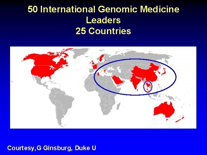 50 International Genomic Medicine Leaders 25 Countries Courtesy, G Ginsburg, Duke U 