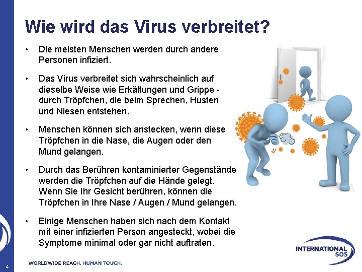 Wie wird das Virus verbreitet? 4 • Die meisten Menschen werden durch andere Personen