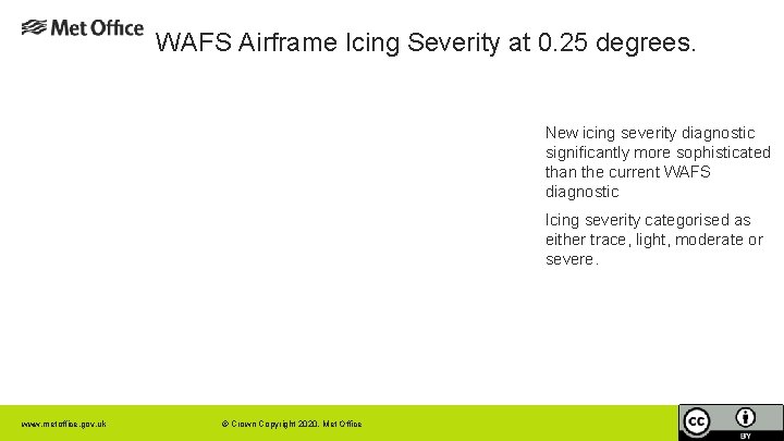 WAFS Airframe Icing Severity at 0. 25 degrees. New icing severity diagnostic significantly more