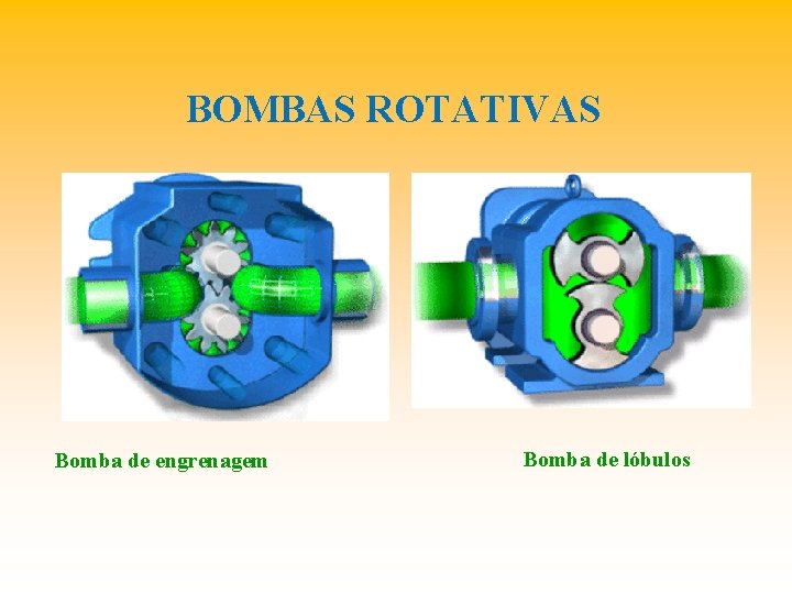 BOMBAS ROTATIVAS Bomba de engrenagem Bomba de lóbulos 