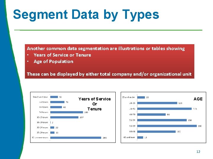 Segment Data by Types Another common data segmentation are illustrations or tables showing •