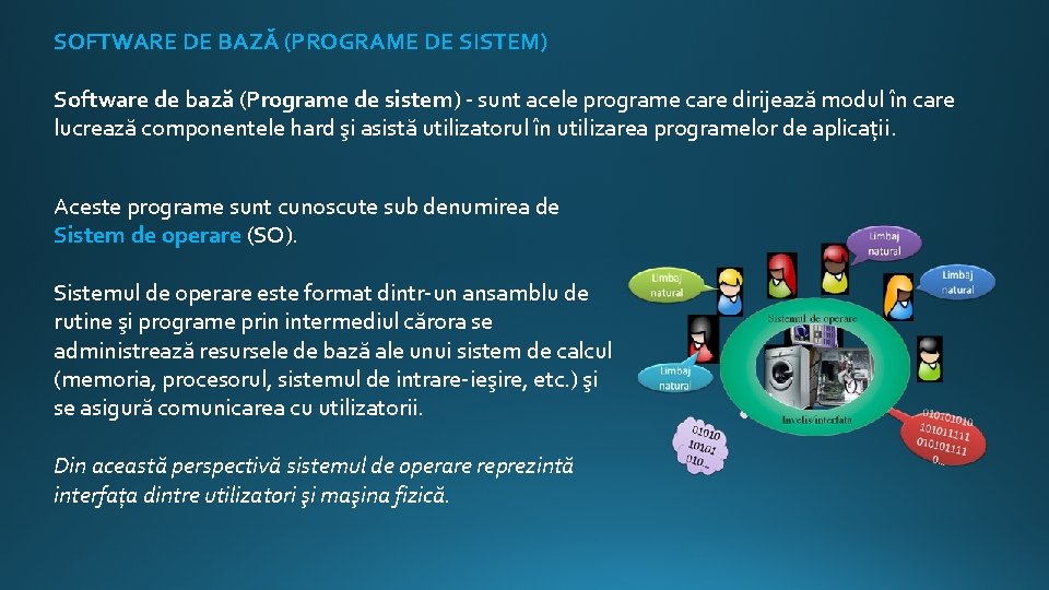 SOFTWARE DE BAZĂ (PROGRAME DE SISTEM) Software de bază (Programe de sistem) sunt acele