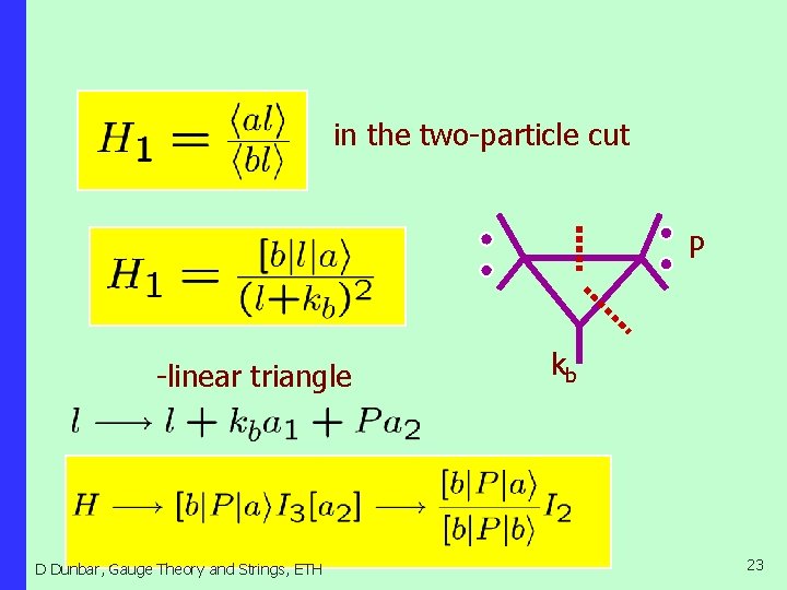 in the two-particle cut P -linear triangle D Dunbar, Gauge Theory and Strings, ETH