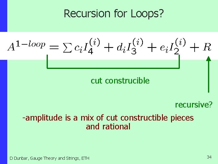 Recursion for Loops? cut construcible recursive? -amplitude is a mix of cut constructible pieces