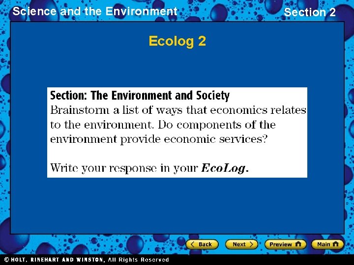 Science and the Environment Ecolog 2 Section 2 