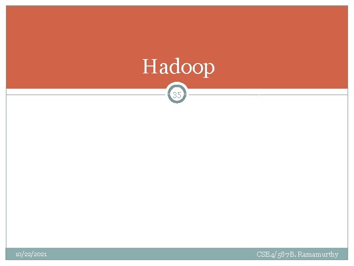 Hadoop 35 10/22/2021 CSE 4/587 B. Ramamurthy Hadoop 35 10/22/2021 CSE 4/587 B. Ramamurthy