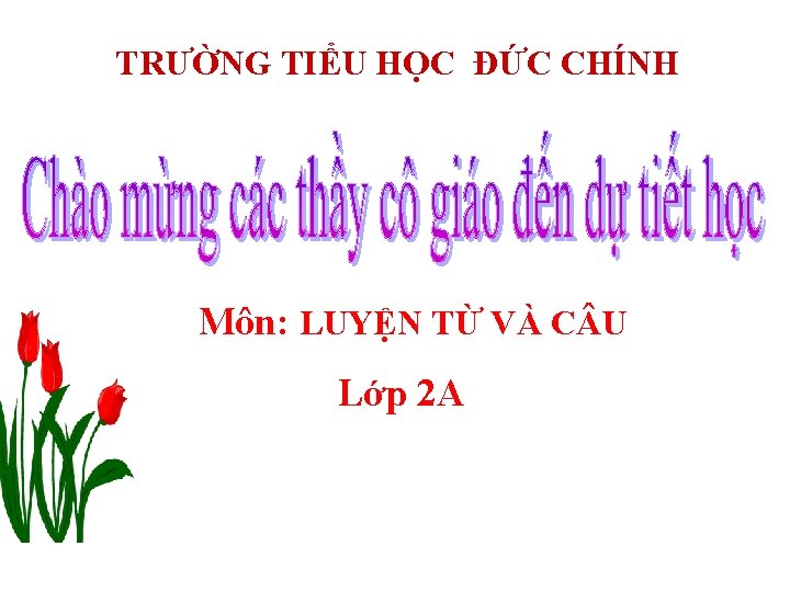 TRƯỜNG TIỂU HỌC ĐỨC CHÍNH Môn: LUYỆN TỪ VÀ C U Lớp 2 A