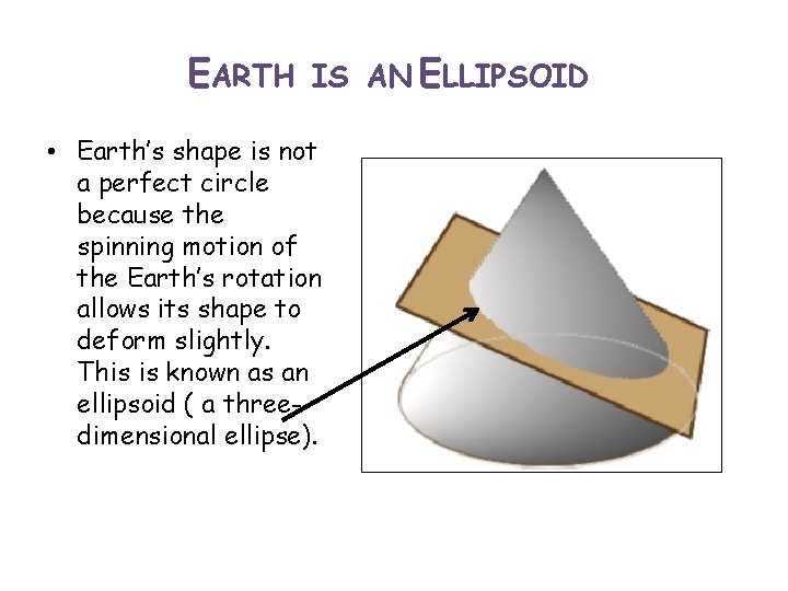 EARTH IS AN ELLIPSOID • Earth’s shape is not a perfect circle because the