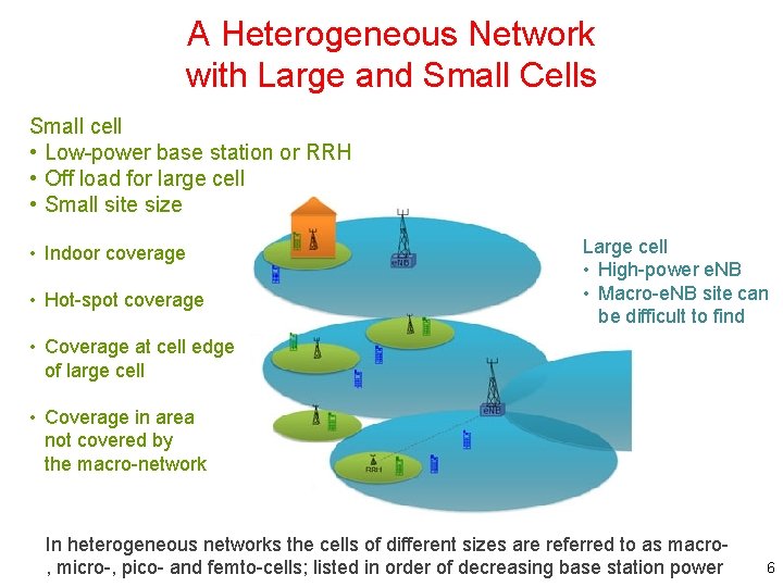 A Heterogeneous Network with Large and Small Cells Small cell • Low-power base station