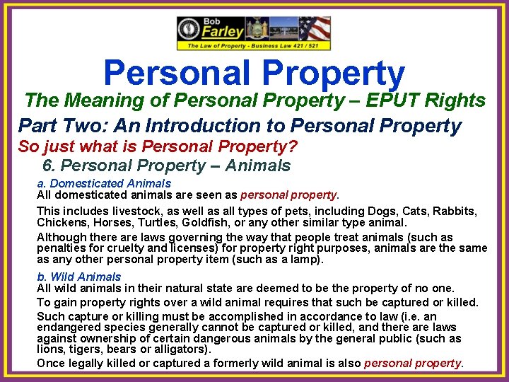 Personal Property The Meaning of Personal Property – EPUT Rights Part Two: An Introduction