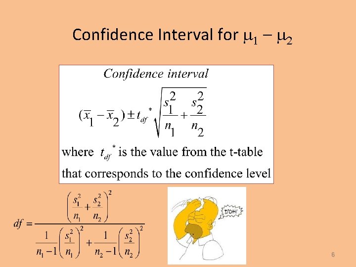 Confidence Interval for 1 – 2 6 