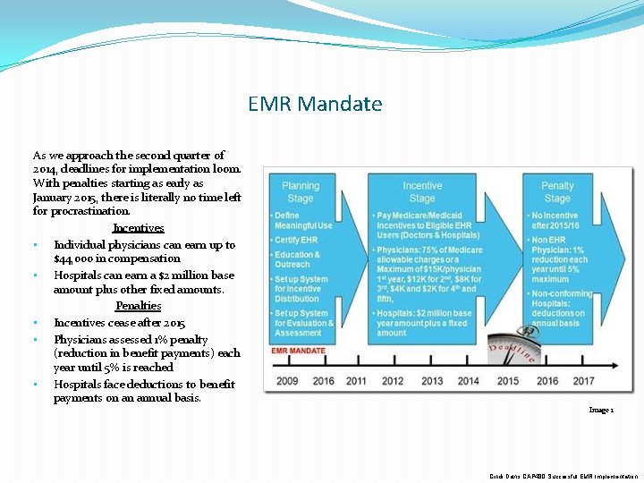 EMR Mandate As we approach the second quarter of 2014, deadlines for implementation loom.