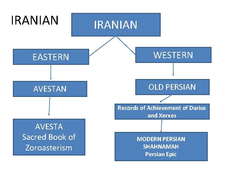 IRANIAN EASTERN WESTERN AVESTAN OLD PERSIAN Records of Achievement of Darius and Xerxes AVESTA
