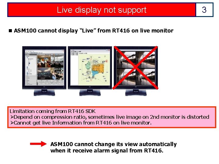 Live display not support 3 n ASM 100 cannot display “Live” from RT 416