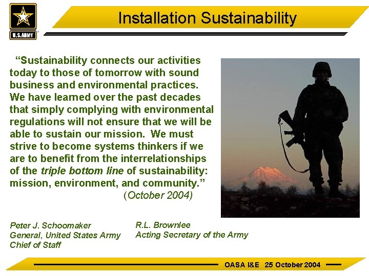 Installation Sustainability “Sustainability connects our activities today to those of tomorrow with sound business