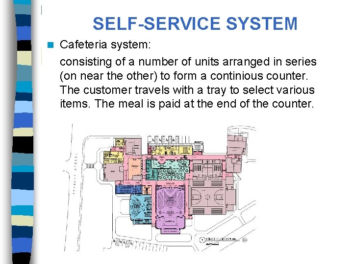 SELF-SERVICE SYSTEM n Cafeteria system: consisting of a number of units arranged in series