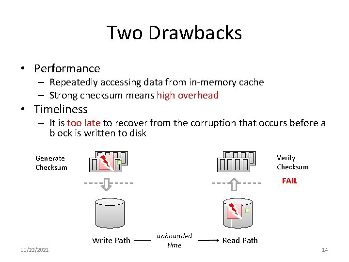 Two Drawbacks • Performance – Repeatedly accessing data from in-memory cache – Strong checksum