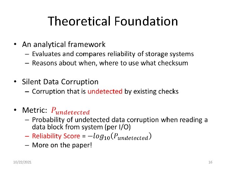 Theoretical Foundation • 10/22/2021 16 