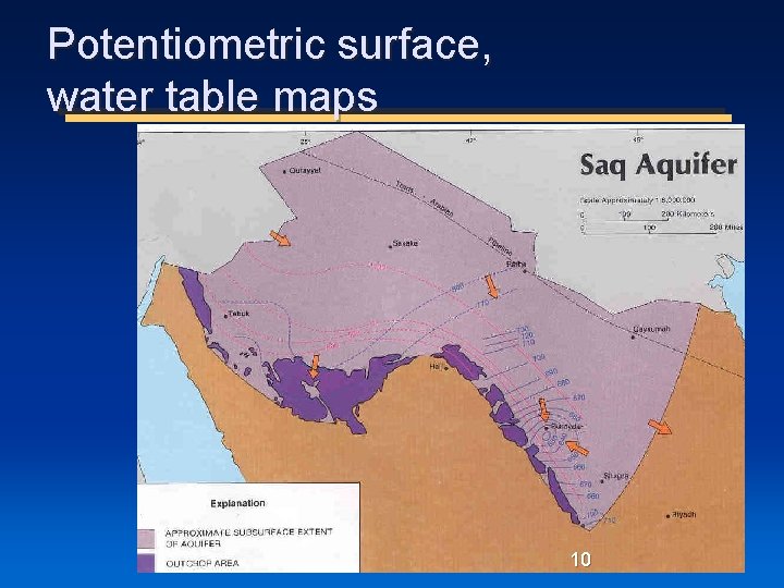 Potentiometric surface, water table maps 10 