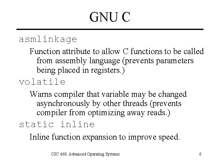 GNU C asmlinkage Function attribute to allow C functions to be called from assembly