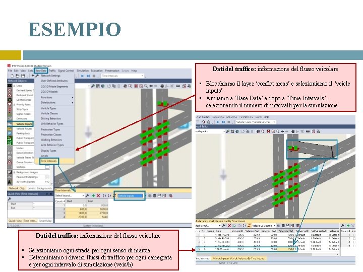 ESEMPIO Dati del traffico: informazione del flusso veicolare • Blocchiamo il layer ‘confict areas’