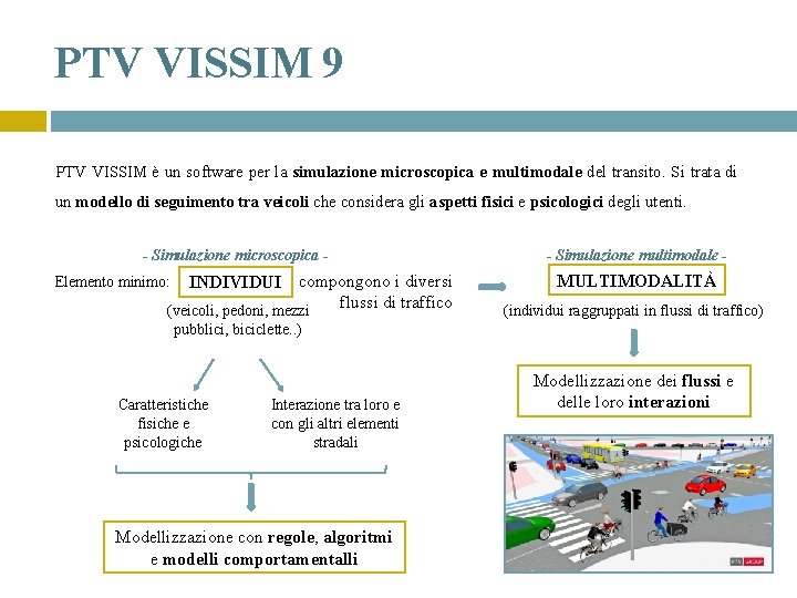 PTV VISSIM 9 PTV VISSIM è un software per la simulazione microscopica e multimodale