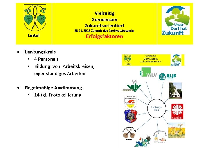Vielseitig Gemeinsam Zukunftsorientiert Lintel 28. 11. 2018 Zukunft des Dorfwettbewerbs Erfolgsfaktoren Lenkungskreis • 4